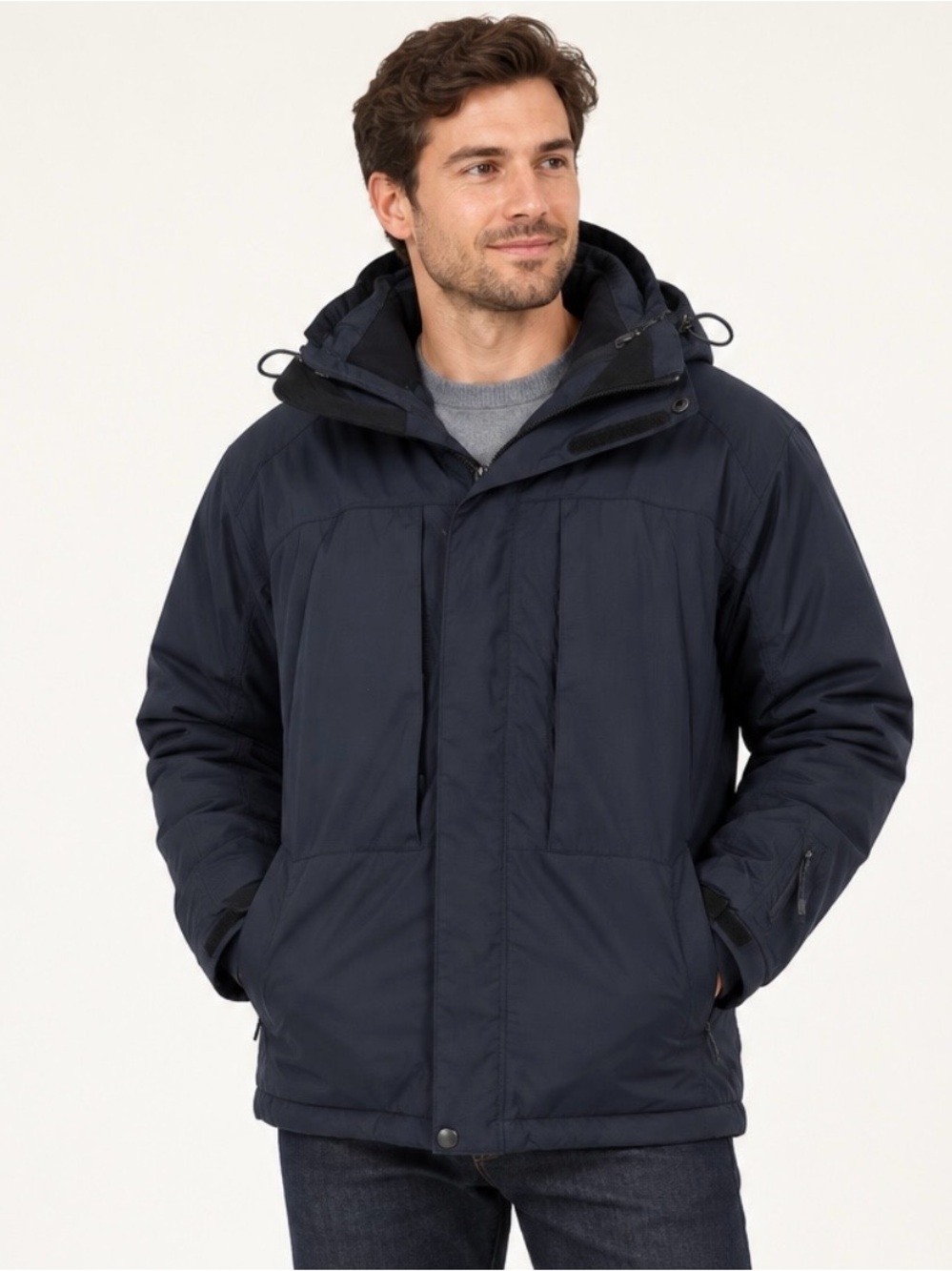 J. Crew Men's Navy Hooded Insulated Parka/Jacket Vintage 2004 Medium LIKE NEW